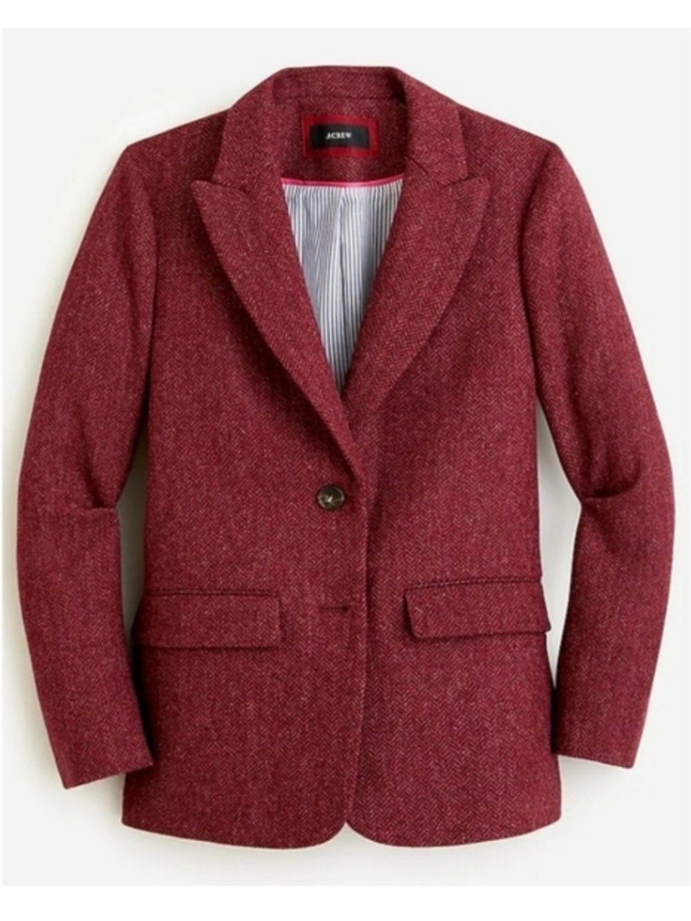 J.Crew Boyfriend Blazer in Burgundy Herringbone English Wool Size 4 Academia